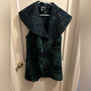 UbU Pack Your Personality oversized open long line vest xs navy and green boho